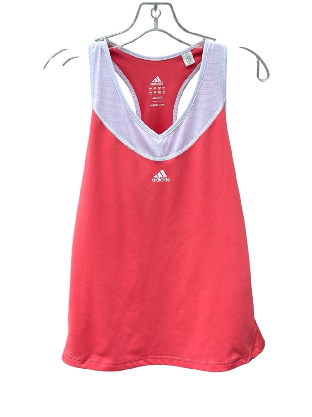 adidas Coral Pink Tank Top with White Trim